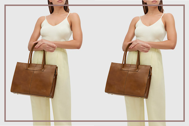 9PR: The Florence Tan Leather Tote Work Bag
