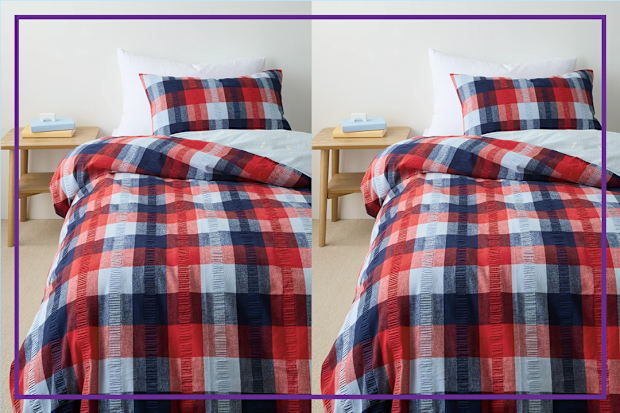 9PR: Juno Check Flannelette Quilt Cover Set