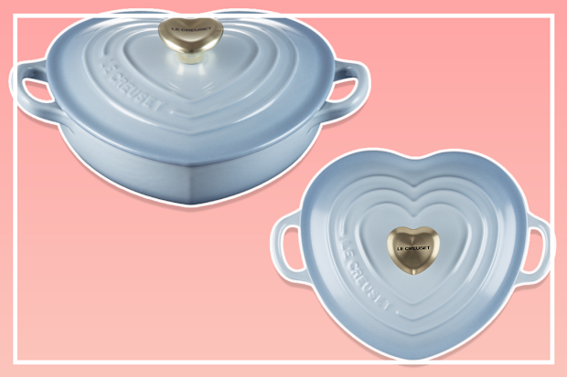 9PR Le Creuset blue heart-shaped dish 