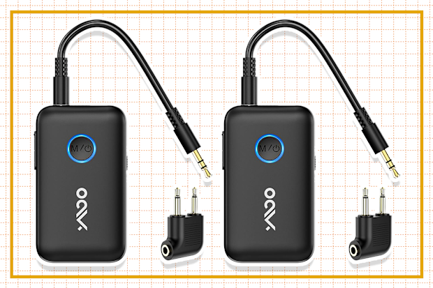 9PR: YMOO Bluetooth 5.3 Transmitter Receiver for Airplane/TV to Wireless Headphones, Wireless Audio Adapter with AUX 3.5mm Jack, Dual Link, 22H Long Range AptX Low Latency for Plane/Home Stereo/Speaker