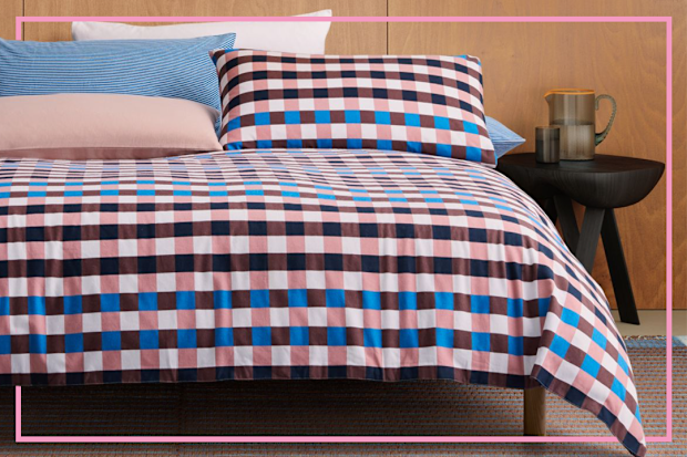 9PR: Flannelette Ottilie Check Quilt Cover Set