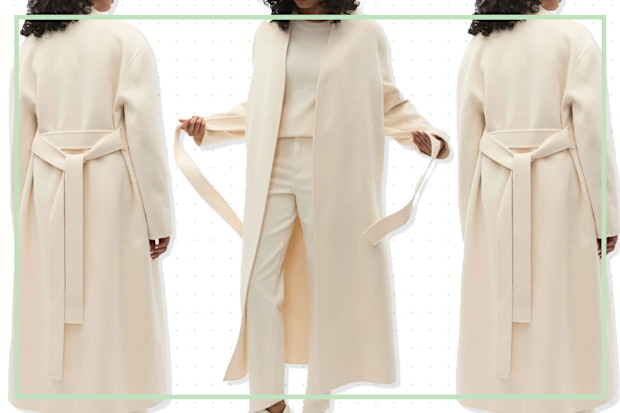 9PR: Seed Heritage
Wool Blend Belted Midi Coat in Coconut Cream Marle