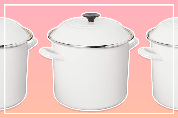 9PR: Le Creuset Enamel On Steel Stockpot, 10 qt., White