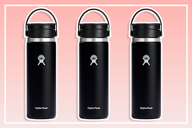 Hydro Flask Wide Mouth Bottle with Flex Sip Lid - Insulated Water Bottle Travel Cup Coffee Mug Black 20 oz