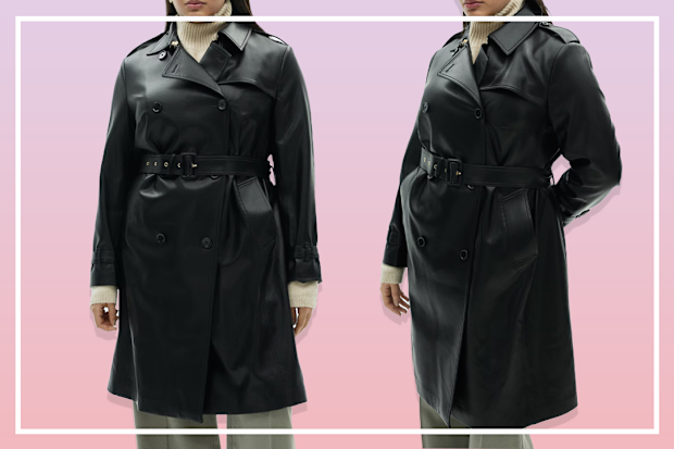 9PR: Mango Leather-Effect Trench Coat