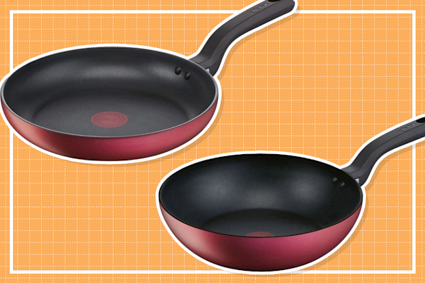 9PR: Tefal Delight Induction Non-Stick Twin Pack 28cm Frypan and 28cm Wok