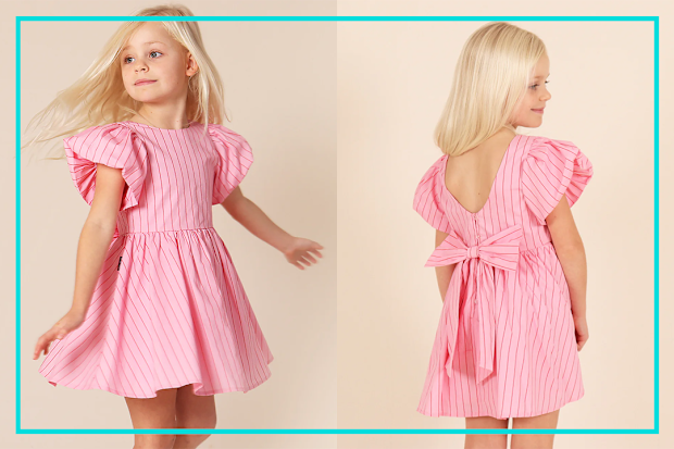9PR: Tiny Tribe Lolly Stripe Puff Sleeve Bow Dress