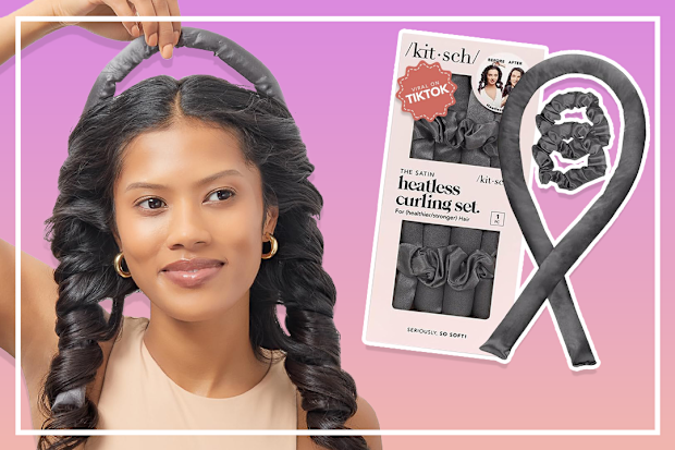 9PR: Kitsch Satin Heatless Curling Set in Charcoal 