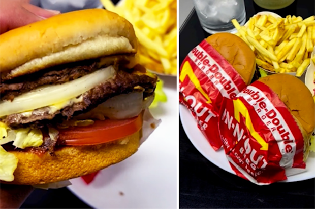 the rock dwayne johnson eats in n out burger for first time