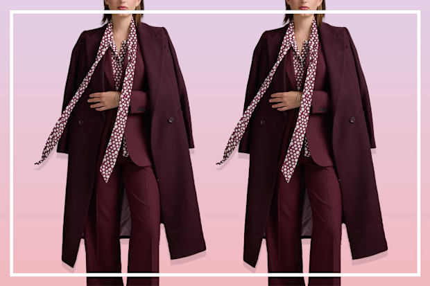 9PR: Oxford Saskia Wool Coat in Burgundy 