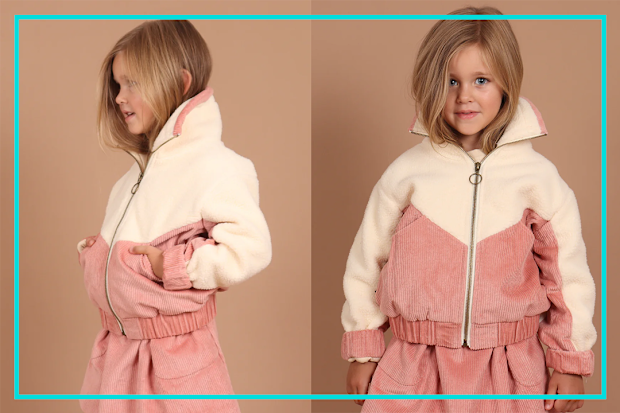 9PR: Tiny Tribe Little Girls Corduroy Sherpa Zip Jacket