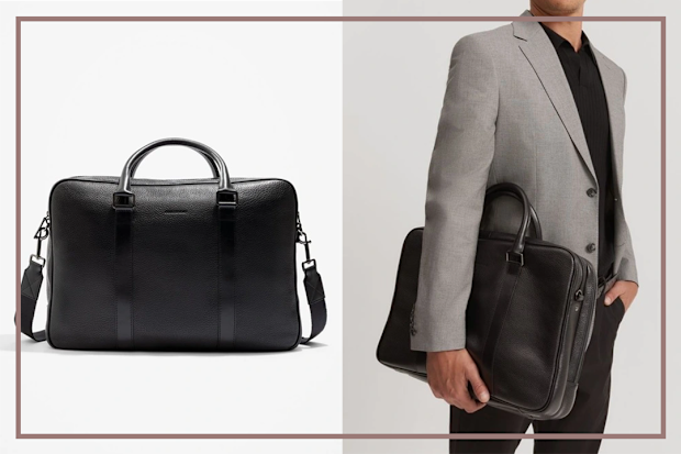 9PR: Leather Career Bag in Black