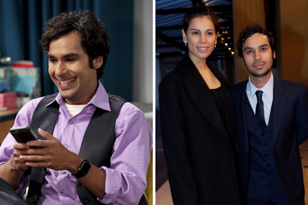 British Indian actor Kunal Nayyar in The Big Bang Theory and with his wife Indian model Neha Kapur 