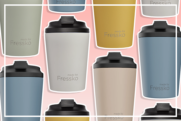 made by Fressko Reusable Coffee Cup - Stainless Steel Insulated Mug - Leak Proof Travel Cup for Hot/Cold Drinks - 3 Hr Heat Retention - Fits Car Holders & Coffee Machines - Frost - 12oz 340ml