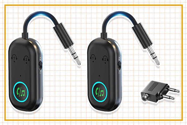 9PR: Airplane Bluetooth Transmitter, 2-in-1 Bluetooth 5.3 Transmitter Adapter for Airpods or Headphones Dual Pair