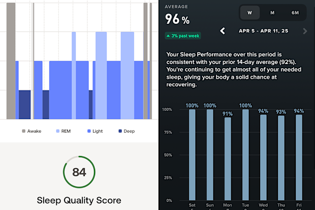 9PR: Withings info and Whoop info side by side