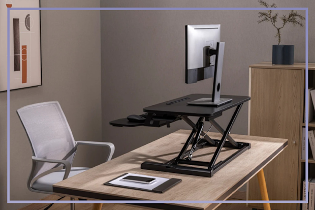 9PR: Kogan Ergolux Pro Height Adjustable Sit Stand Desk Riser 80cm (Black)