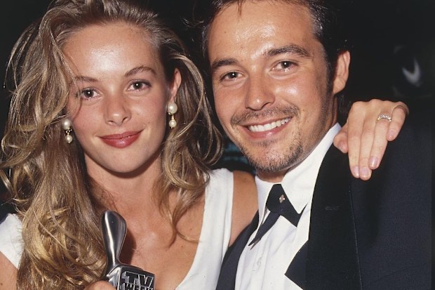 Cameron Daddo celebrating his Logie win with his wife Alison Brahe.