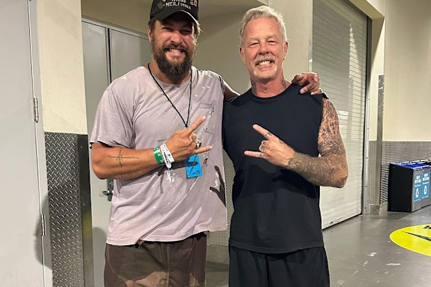 Jason Momoa with Metallica band member James Hetfield.