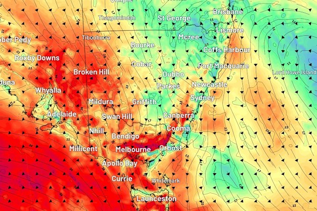 Windy conditions south-eastern Australia