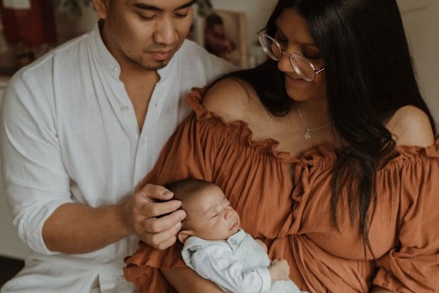 Renato and Vanessa Churches after brining son Bryson home.