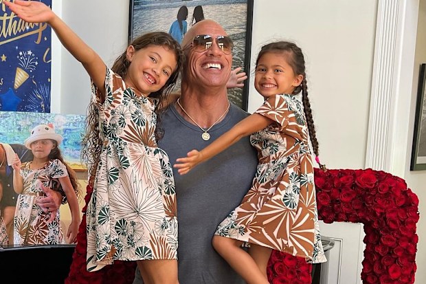 Dwayne Johnson and his two adorable daughters, Jasmine, 6, and Tiana, 4.