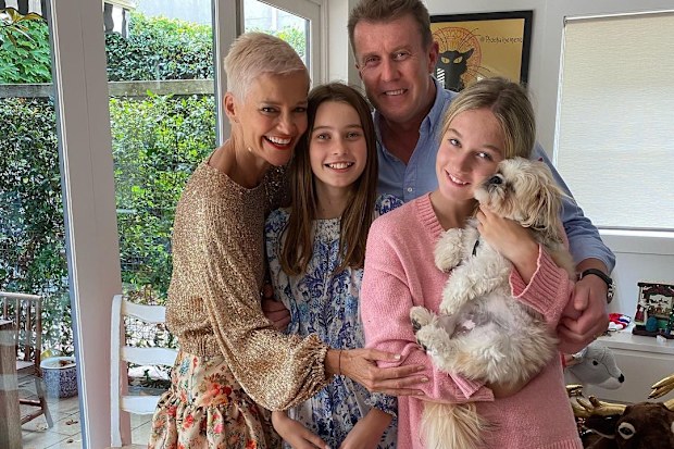 Jessica Rowe and Peter Overton celebrating Christmas with their daughters. 
