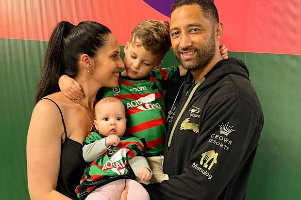 Zoe Marshall with Benji Marshall at 2021 NRL Grand Final with kids Fox and Ever.