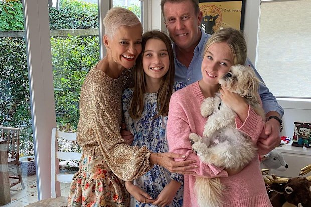 Jessica Rowe and Peter Overton celebrating Christmas with their daughters. 