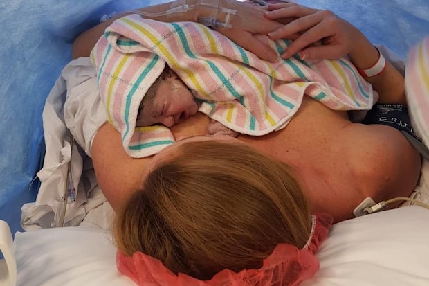 Alice Almeida and her baby, Maya.