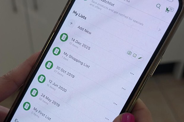 woolworths app new feature shopping lists