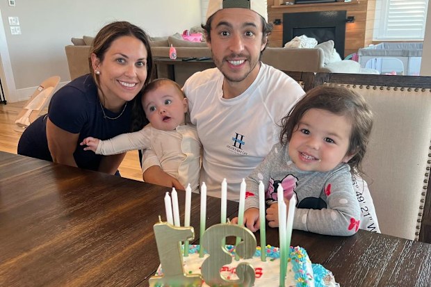 Meredith and Johnny Gaudreau with their children