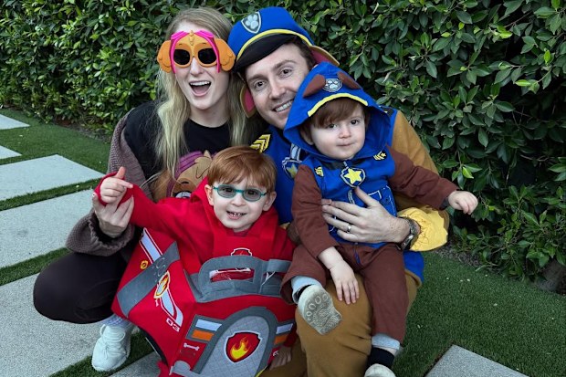 Meghan Trainor with her husband Daryl Sabara and her two kids Riley and Barry 