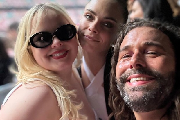 Nicola Coughlan, Cara Delevingne and Jonathan Van Ness at Taylor Swift's first London show on the Eras Tour, June 2024