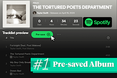 Number one: The Tortured Poet's Department is the most pre-saved album in Spotify history