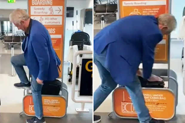 EasyJet passenger's attempt to avoid baggage fees at airport caught on camera