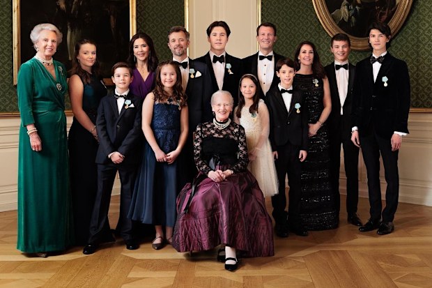 The Danish royal family pose together to celebrate 50 year's since Queen Margrethe ascended to the throne.