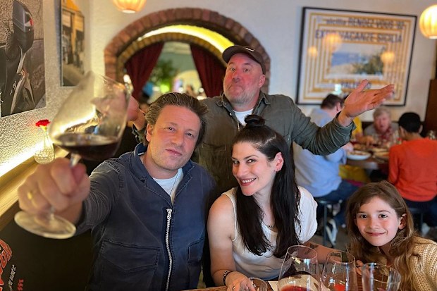 Celebrity chef Jamie Oliver dines at 1800 Lasagne in Melbourne with owner Joey Kellock and Georgia Puttock. Source: Instagram
