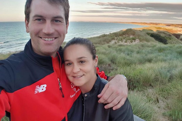 Ash Barty poses with Gary Kissick before they were engaged.