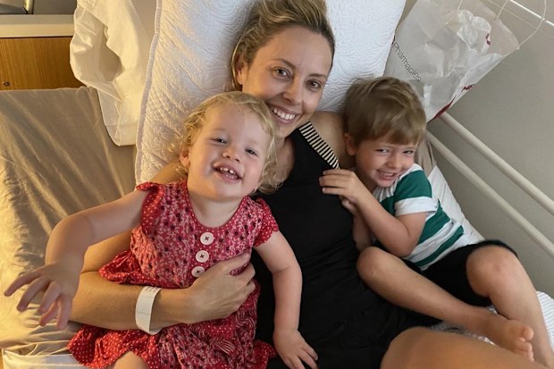 Allison Langdon with her children Mack and Scout. 