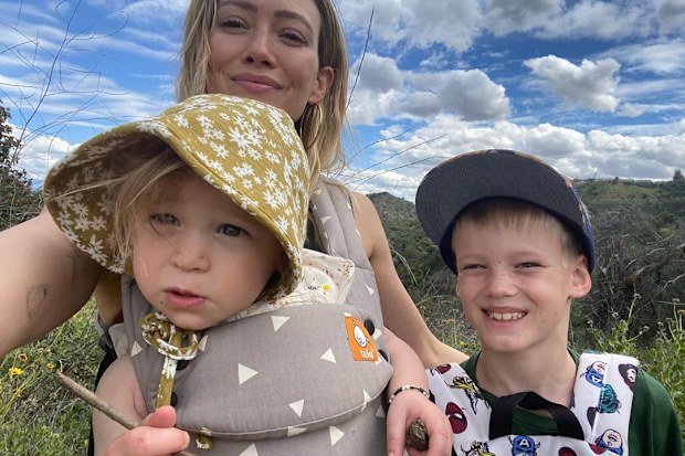 Hilary Duff with Banks and Luca.