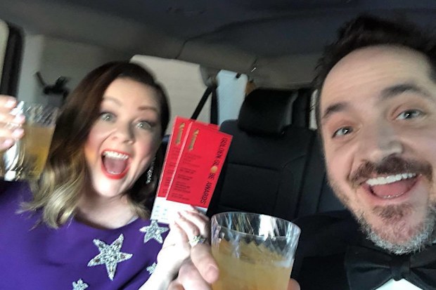 Ben Falcone and Melissa McCarthy shared this cheeky snap before the 2019 Golden Globes.