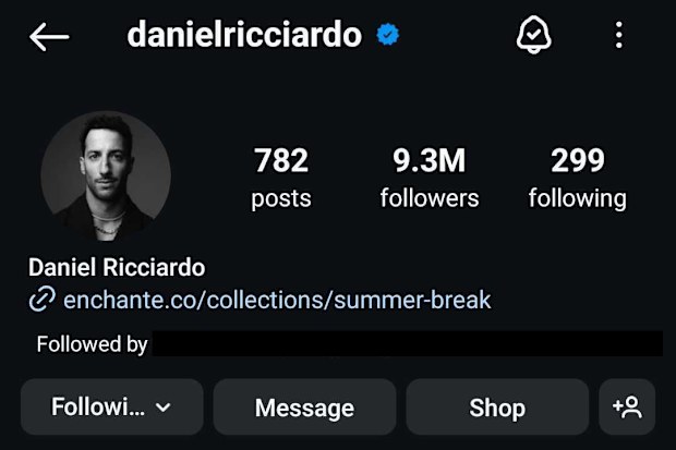 Daniel Ricciardo has removed all references to F1 from his Instagram bio following the Singapore Grand Prix.