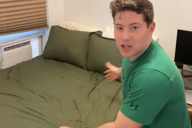 Making bed from inside out