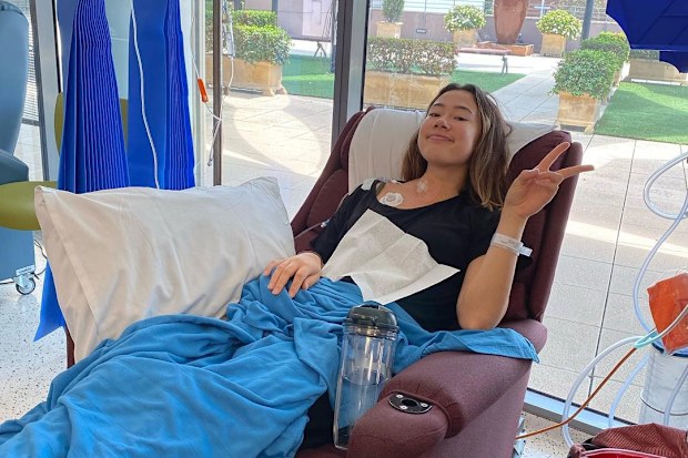 Maddie King during cancer treatment.