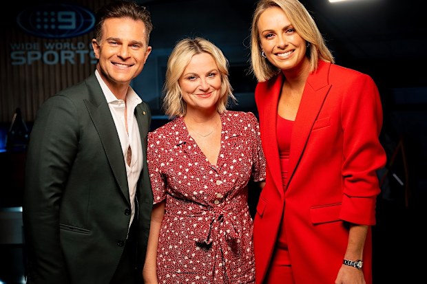 Sylvia Jeffreys and David Campbell with Amy Poehler