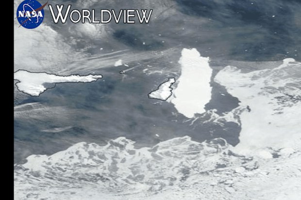 An iceberg has crashed into and bounced off Clarence Island near Antarctica.