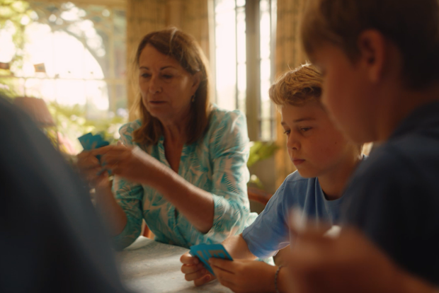 Carole Middleton playing cards with Prince George and Prince Louis