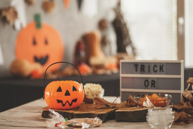 Shot of a table with Halloween decoration.