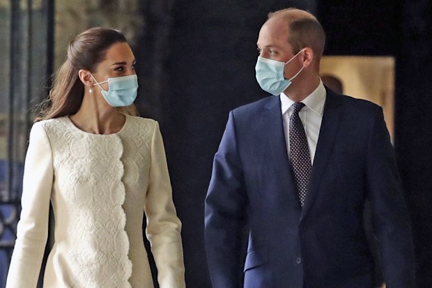 Prince William and Kate, Duchess of Cambridge arrive for a visit to the vaccination centre at Westminster Abbey, London, Tuesday, March 23, 2021 to pay tribute to the efforts of those involved in the Covid-19 vaccine rollout